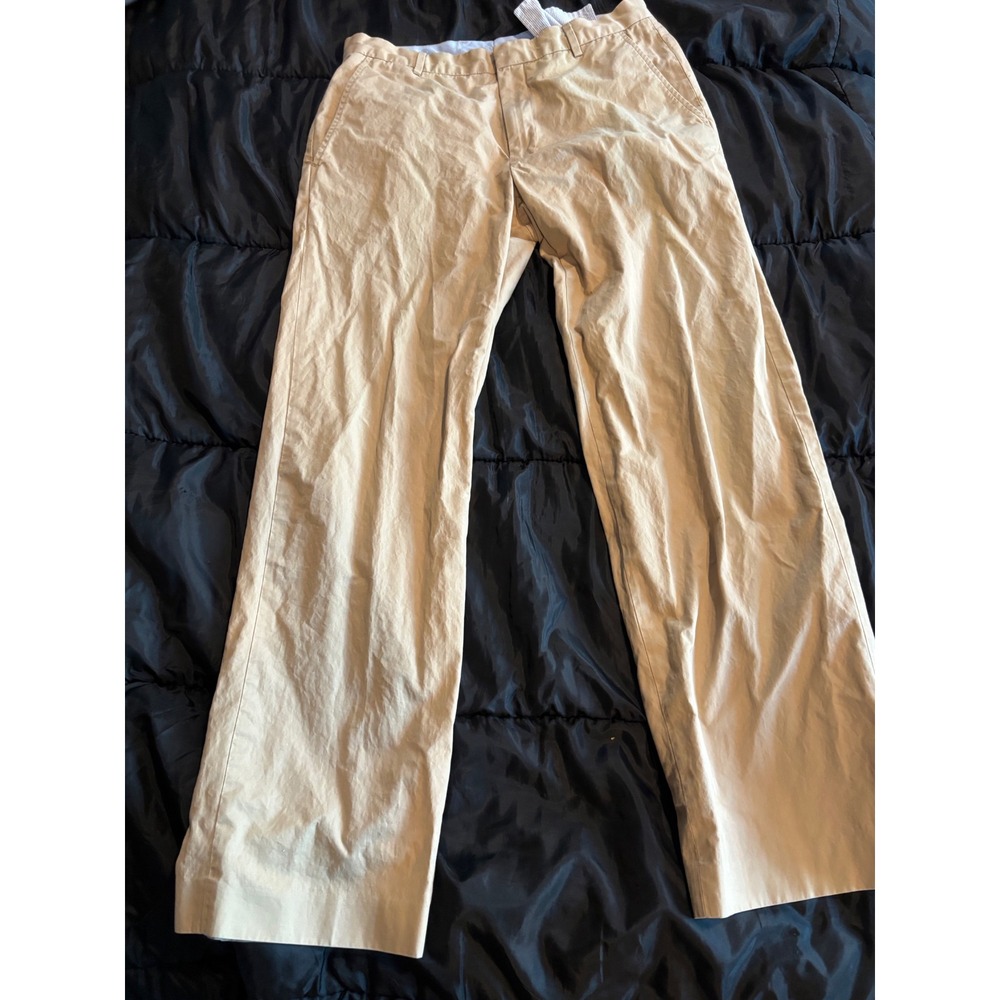 Banana Republic Mens 34 Straight Dress Chino Pants Tan Khaki Flat Front Trousers